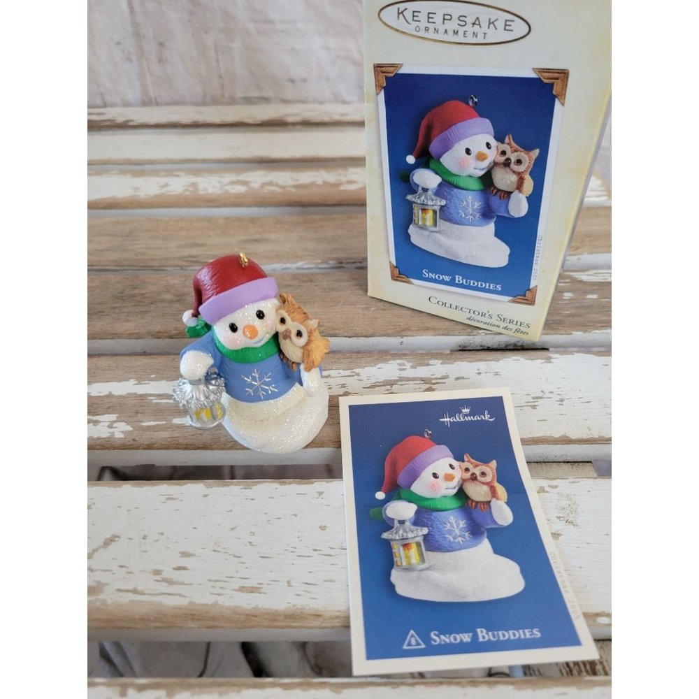 Hallmark‎ Snow buddies 2005 8th snowman owl ornament Xmas holiday tree
